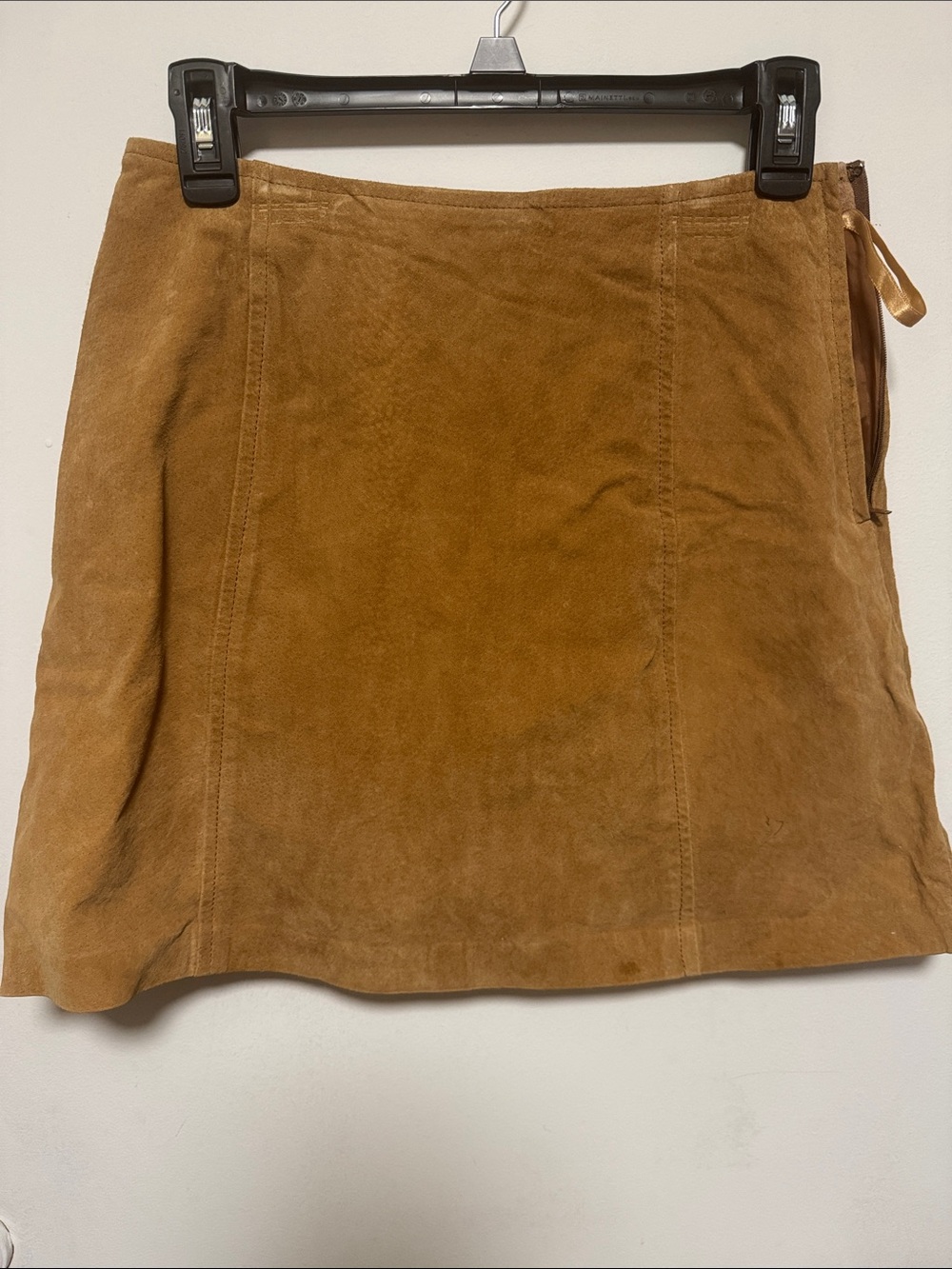 Y2K Kathy Ireland women’s  Suede A-Line Mini Skirt - Tan